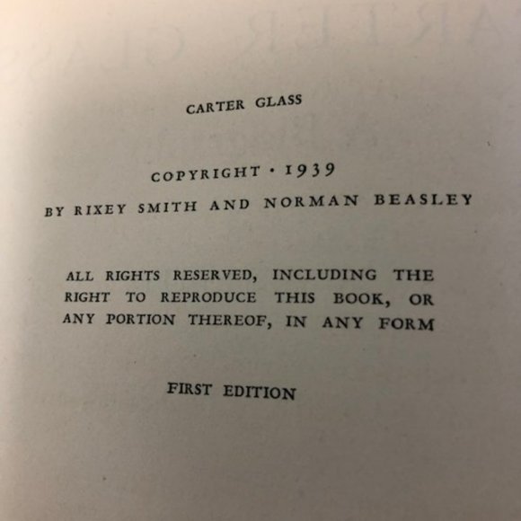 Carter Glass: A Biography - 1st Edition Hardcover Published by Longmans Green Co - Picture 7 of 9